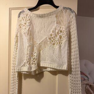 Size M Tildon Cropped White Knit Sweater